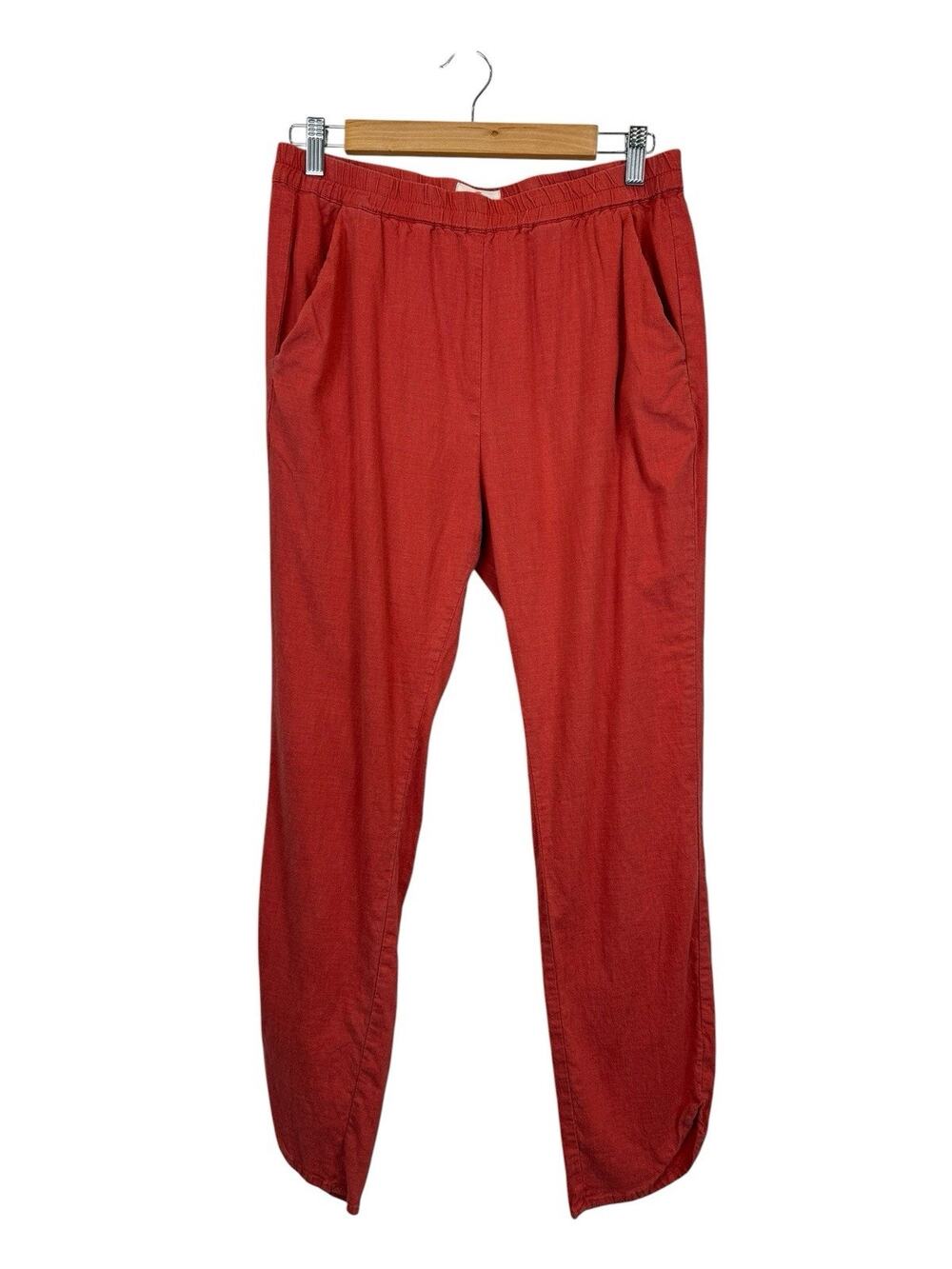 Marine Layer Allison Pants Womens M Rust Hemp Tencel Pull On Ankle Split Hem